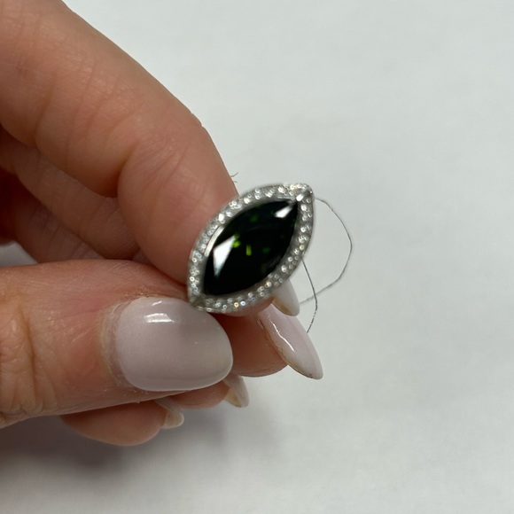 Suzy Levian Sterling Silver Green Maquise CZ & White CZ Ring NWT Size #5 - Picture 2 of 7